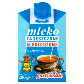 Gostyń Mleko Gostyńskie Zagęszczone Niesłodzone 7,5% 200 G