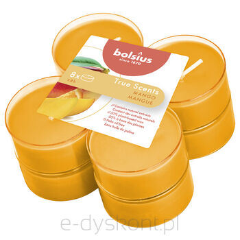 Bolsius Świece Zapachowe Maxi Light 8 Szt True Scents Mango