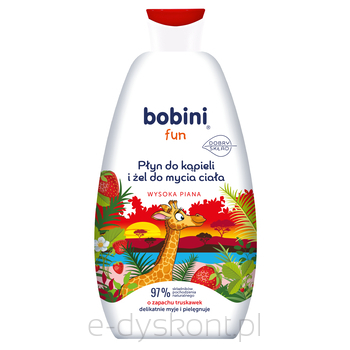 Bobini Fun Płyn Do Kąpieli I Żel Do Mycia Wysoka Piana O Zapachu Truskawek 500Ml