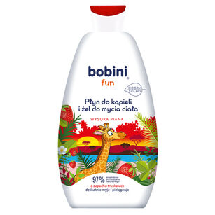 Bobini Fun Płyn Do Kąpieli I Żel Do Mycia Wysoka Piana O Zapachu Truskawek 500Ml