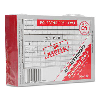 Polecenie Przelewu Emerson 3 Kopie, Format A6, 5 Bloczków X 80 Kartek