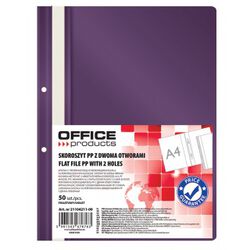 Office Products Skoroszyt, PP, A4, 2 otwory, 100/170mikr., wpinany, fioletowy