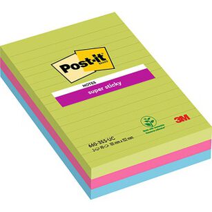 Karteczki Samoprzylepne Post-It Super Sticky W Linie (660 - 3 Ssuc), 102X152Mm, 3X90 Kart., Neonowe