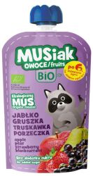 Musiak Mus owocowy jabłko gruszka truskawka Czarna porzeczka BIO 120g
