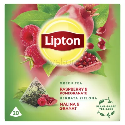 Lipton Herbata zielona aromatyzowana malina granat 28 g (20 torebek)