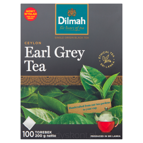 Dilmah Cejlońska Herbata Earl Grey Klasyczna Czarna Z Aromatem Z Bergamoty 200 G (100 Torebek)