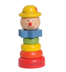 Drewniany rozkładany klaun żółty od 12m-ca (6x6x11.5cm) fsc