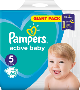 Pampers Active Baby Rozmiar 5, 64 pieluszki, 11-16 kg