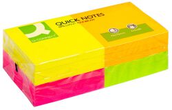 Q-Connect Bloczek Samoprzylepny Rainbow, 76X76Mm, 4X3X80 Kart., Neon, Mix Kolorów