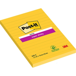 Karteczki samoprzylepne POST-IT Super Sticky (660-S), 102x152mm, 1x75 kart., żółte