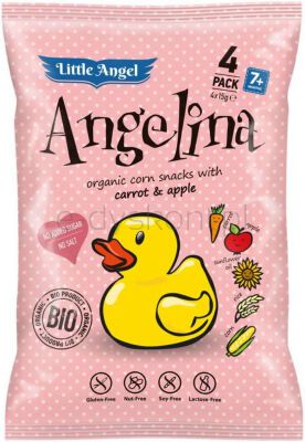 Little Angel Angelina Chrupki Kukurydziane Angelina Marchew I Jabłko Od 7 Miesiąca Bezgl. Bio 4X15G