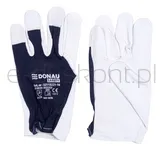 Rękawice Robocze Donau Safety, Skóra Kozia Po Stronie Dłoni, Ściągacz, Rozm. 11/Xxl, Biało-Granatowe - 4