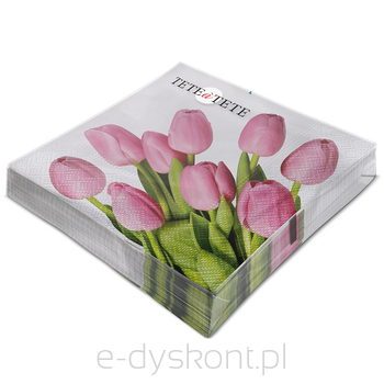 Tete A Tete Serwetki Lovely Tulips 3-Warstwowe 33X33Cm Składane 1/4 20Szt. W Paczce