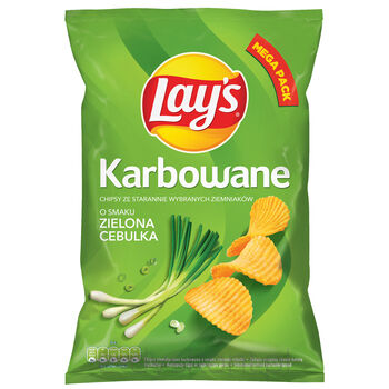 Lays Karbowane Chipsy Ze Starannie Wybranych Ziemniaków O Smaku Zielona Cebulka 190G