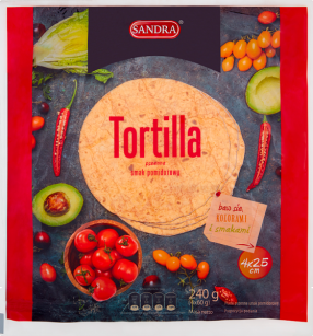 Sandra Tortilla Pszenna Smak Pomidorowy 240 G (4 X 60 G) 
