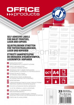 Office Products Etykiety 70X25,4Mm, Białe, 100 Ark.