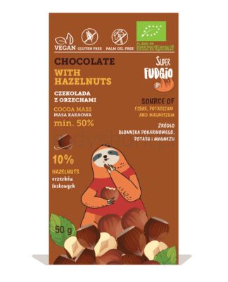 Super Fudgio Czekolada Z Orzechami Laskowymi Bio 50 G