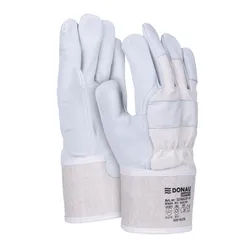 Rękawice robocze DONAU SAFETY DS-DOKGOAT, doker, skóra kozia, rozm. 10,5/XL, szaro-białe