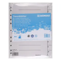 Donau Przekładka karton A4, 235x300mm, 1-10, 1 karta, szara