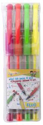 Gimboo Długopis żelowy Fluo, 0,8mm, 4 szt., zawieszka, mix kolorów 