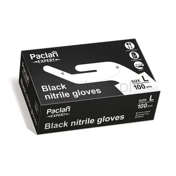 Paclan Expert Rękawiczki Czarne Nitrylowe Roz. L 100 Szt.