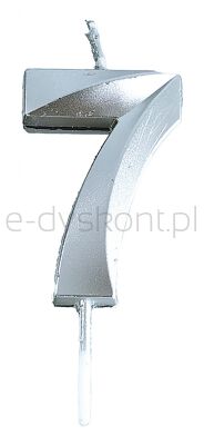 Świeczka Part Go, cyfra 7, 4,8cm, srebrna