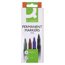 q-Connect Marker do płyt CD/DVD 1mm (linia), 4 szt., zawieszka, mix kolorów