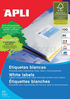 Apli Etykiety uniwersalne 105x148mm, prostokątne, białe 100 ark.