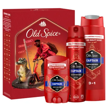 Old Spice Zestaw Podarunkowy Z Dezodorantem W Sztyfcie, Sprayem I Żelem Pod Prysznic Captain
