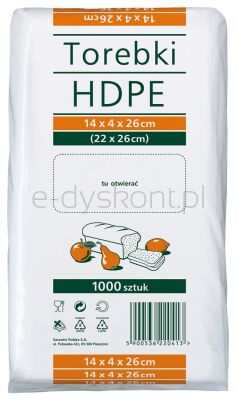 Torebki spożywcze HDPE, 14x4x26cm, 1000 szt., transparentne