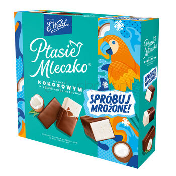 E.Wedel Ptasie mleczko o smaku kokosowym w czekoladzie mlecznej 340g