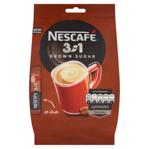 Nescafe 3In1 Brown Sugar Rozpuszczalny Napój Kawowy 165 G (10 X 16,5 G) 