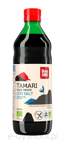 Sos Sojowy Tamari 25 % Mniej Soli Bezglutenowy Bio 500 Ml - Lima [BIO]