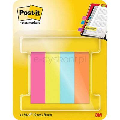 Post-It  Znaczniki (670-4Pop-Eu), Papier, 12,7X44,4Mm, 4X50 Kart., Mix Kolorów Neon