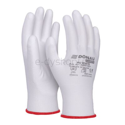 Donau Rękawice Safety Pu White, Kat. Ii, Rozm. 6, Białe