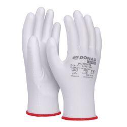 Donau Rękawice Safety Pu White, Kat. Ii, Rozm. 6, Białe