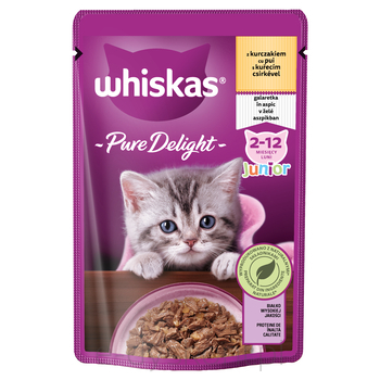 Whiskas Pure Delight Junior 2-12 Miesięcy Saszetka Galaretka Z Kurczakiem 85 G