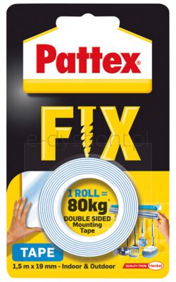 Pattex Taśma dwustronna FIX, 1,5m x 19mm, 80kg