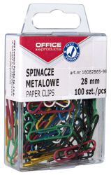 Office Products Spinacze Kolorowe Powlekane, 28Mm, W Pudełku, 100Szt., Mix Kolorów 