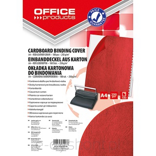Okładki Do Bindowania Office Products, Karton, A4, 250Gsm, Skóropodobne, 100Szt., Czerwone