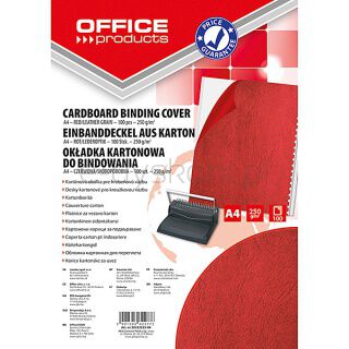 Office Products Okładki do bindowania karton, A4, 250gsm, skóropodobne, 100szt., czerwone [BIURO]