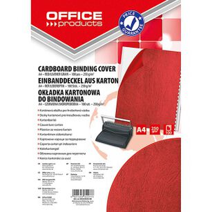 Okładki Do Bindowania Office Products, Karton, A4, 250Gsm, Skóropodobne, 100Szt., Czerwone