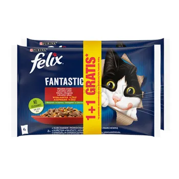 FELIX FANTASTIC Kurczak Wołowina z warzywami PROMO 1+1 GRATIS 4x85g