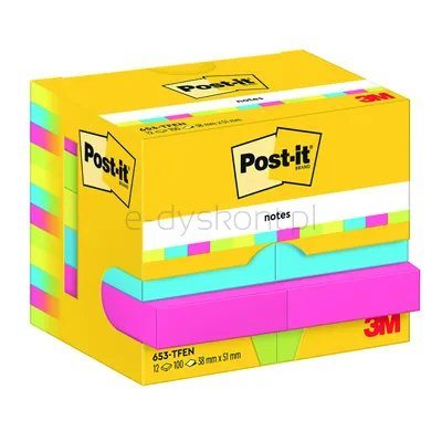 Post-It Karteczki Samoprzylepne Energetic, 38X51Mm, 12X100 Kart. 