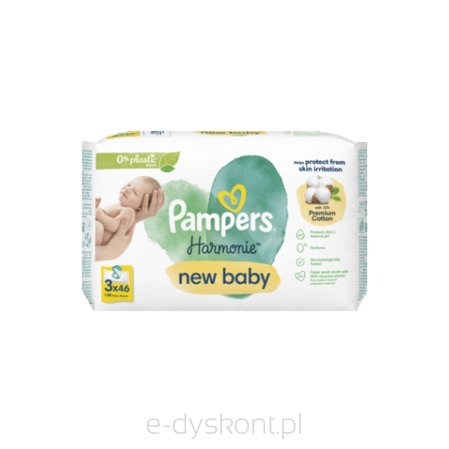 Pampers Harmonie New Baby Chusteczki nawilżane dla dzieci 3 opakowań = 138 chusteczek