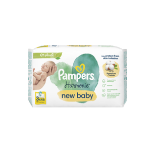 Pampers Harmonie New Baby Chusteczki nawilżane dla dzieci 3 opakowań = 138 chusteczek