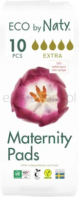 Ekologiczne podpaski poporodowe, kompostowalne, 10 sztuk