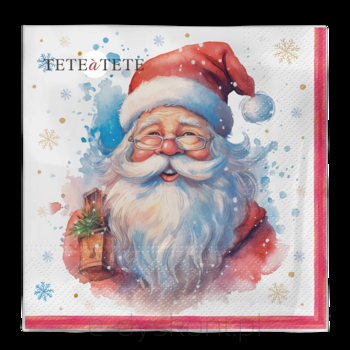 Serwetki Tete a Tete Portrait of Santa Claus 3-warstwowe 33x33cm składane 1/4 20szt. w paczce