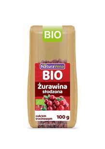 Żurawina Słodzona Cukrem Trzcinowym Bio 100 G - Naturavena [BIO]