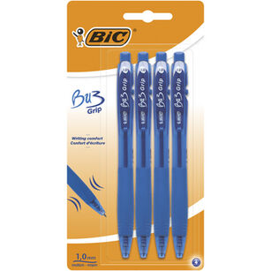 BIC BU3 Grip długopis automatyczny niebieski blister 4 sztuki